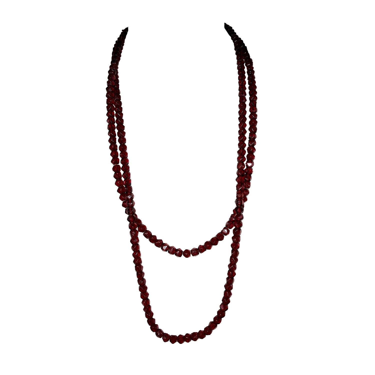 Designer Art Deco Faceted Red Wine Glass Flapper Necklace Size ONE SIZE - 1 Thumbnail