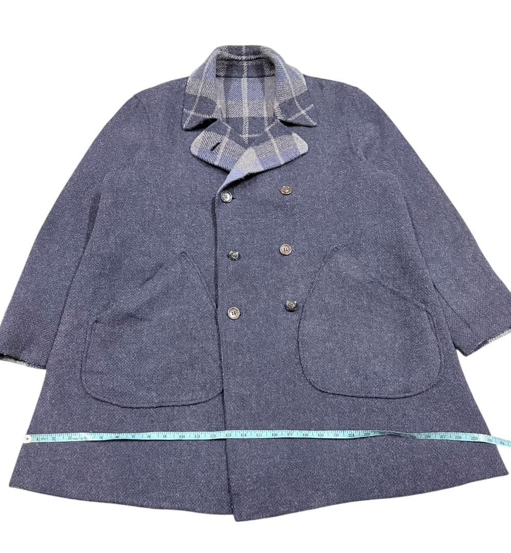 45rpm Vtg💥45rpm Indigo/Tartan Mohair Double Breasted Long Jacket Size US M / EU 48-50 / 2 - 21 Thumbnail