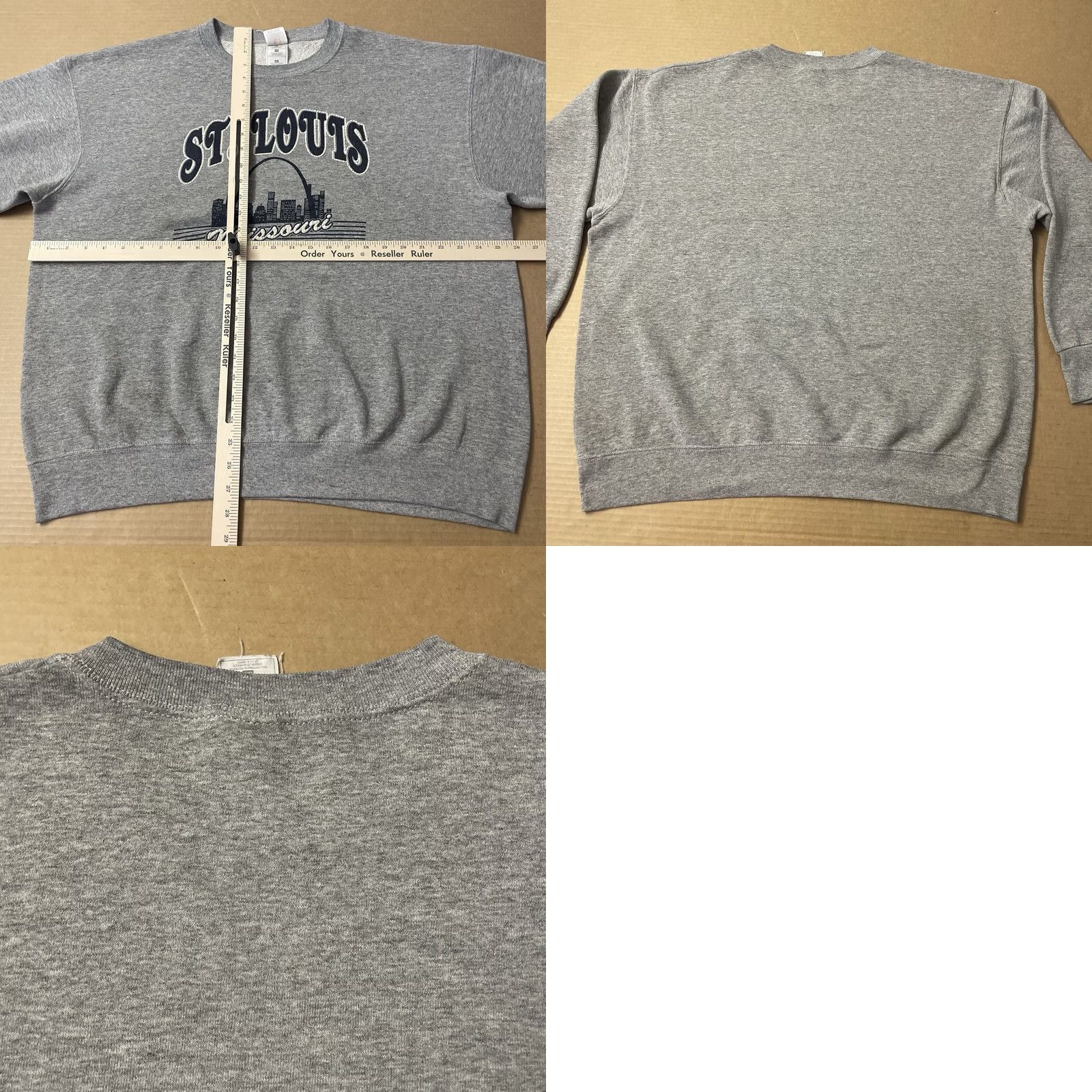 Jerzees VINTAGE Jerzees Sweatshirt Shirt Adult XXL Red 90s USA St Louis Missouri Gateway Arch Neon Y2K Graphic Print Mens Size US L / EU 52-54 / 3 - 9 Thumbnail