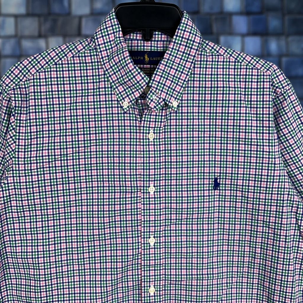 Ralph Lauren Ralph Lauren Shirt Mens Medium Pink Blue Green Plaid Classic Fit Stretch Preppy Size US M / EU 48-50 / 2 - 1 Thumbnail