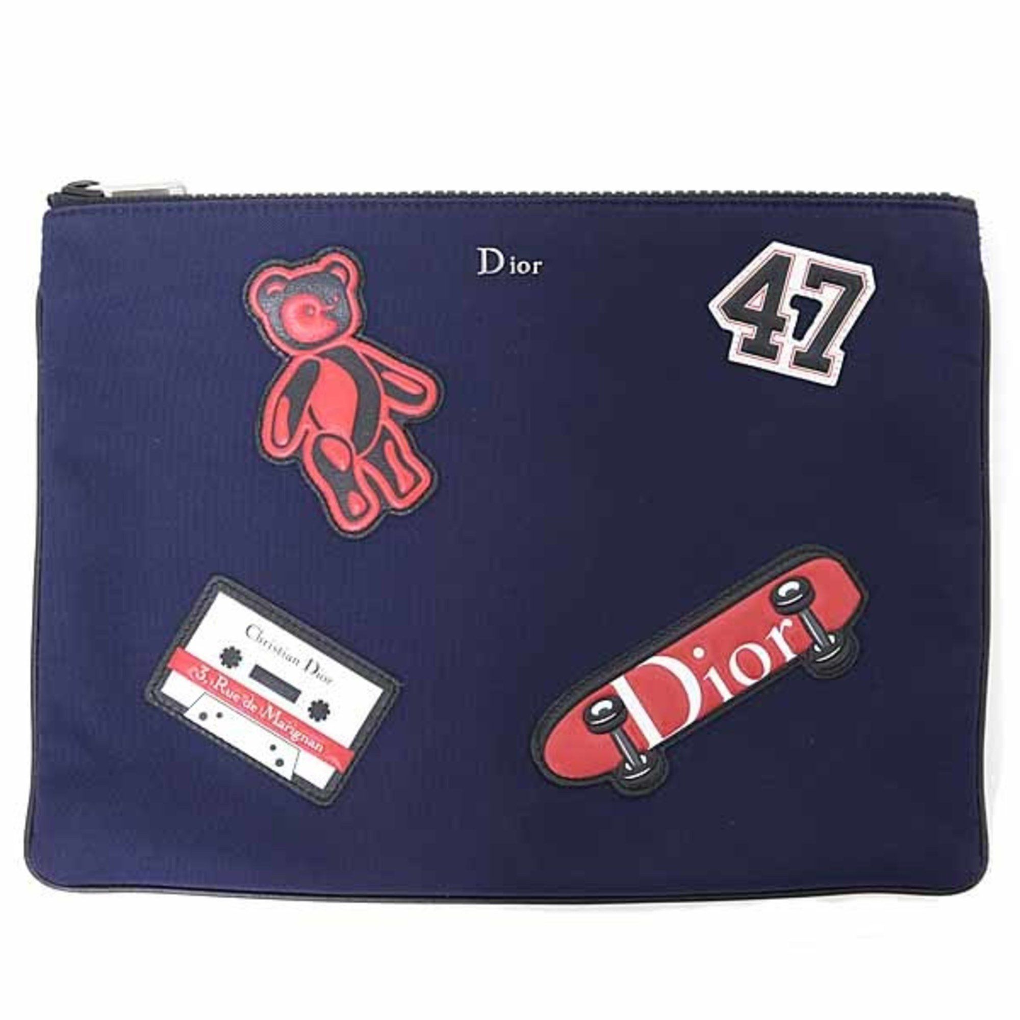 Dior Christian Dior nylon pouch bear, cassette tape, skateboard, size 47, navy and red Size ONE SIZE - 1 Thumbnail