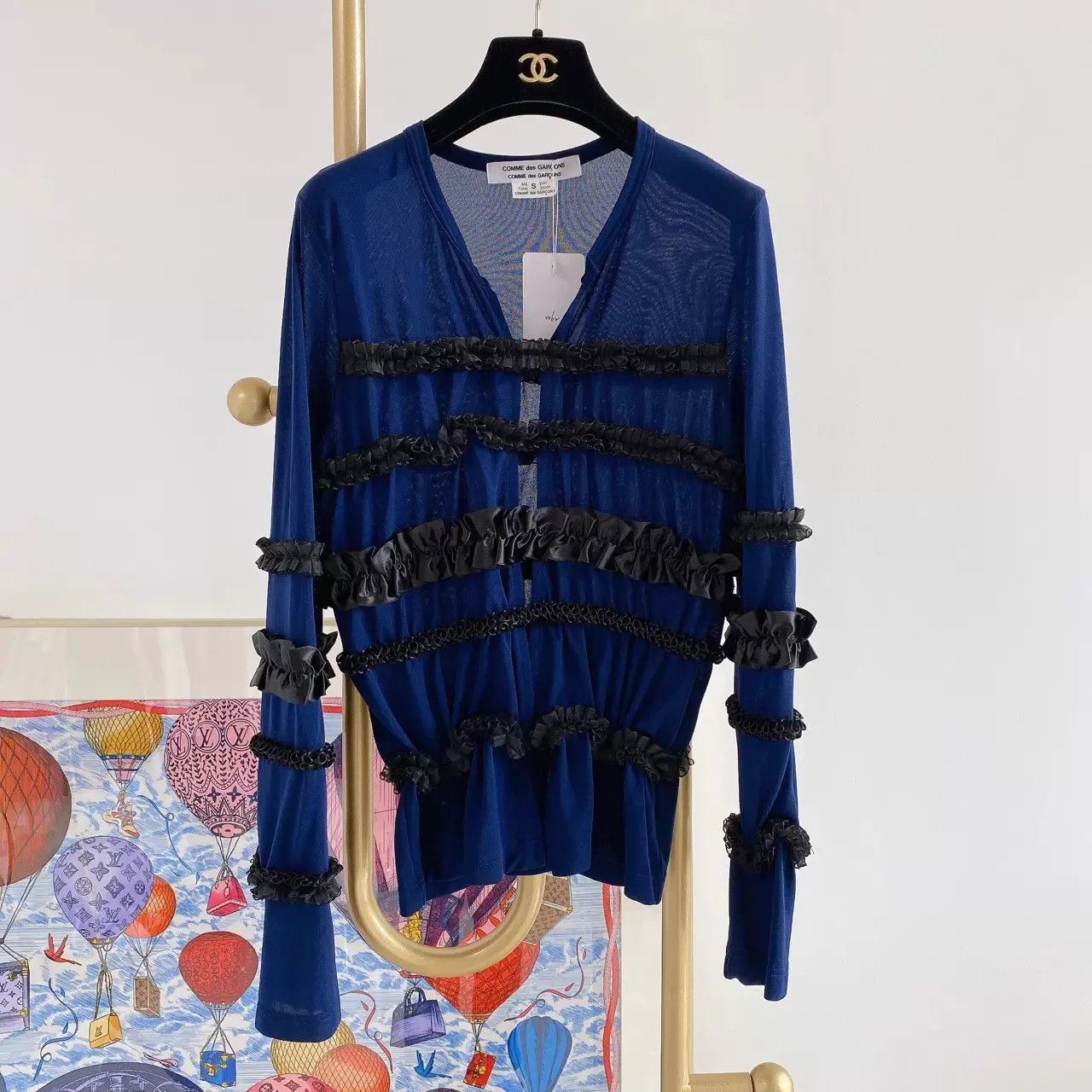 Comme des Garcons CDG Rei Kawakubo blue lace jacket S pre-owned Size S / US 4 / IT 40 - 1 Thumbnail