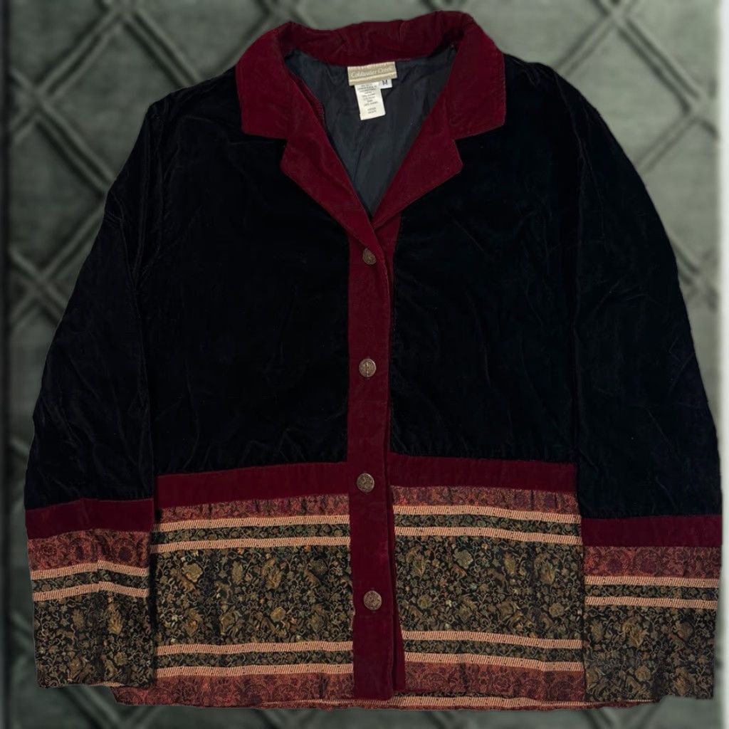 Coldwater Creek VINTAGE Coldwater Creek Velour Button Up Shirt Women M Black Size M / US 6-8 / IT 42-44 - 1 Thumbnail