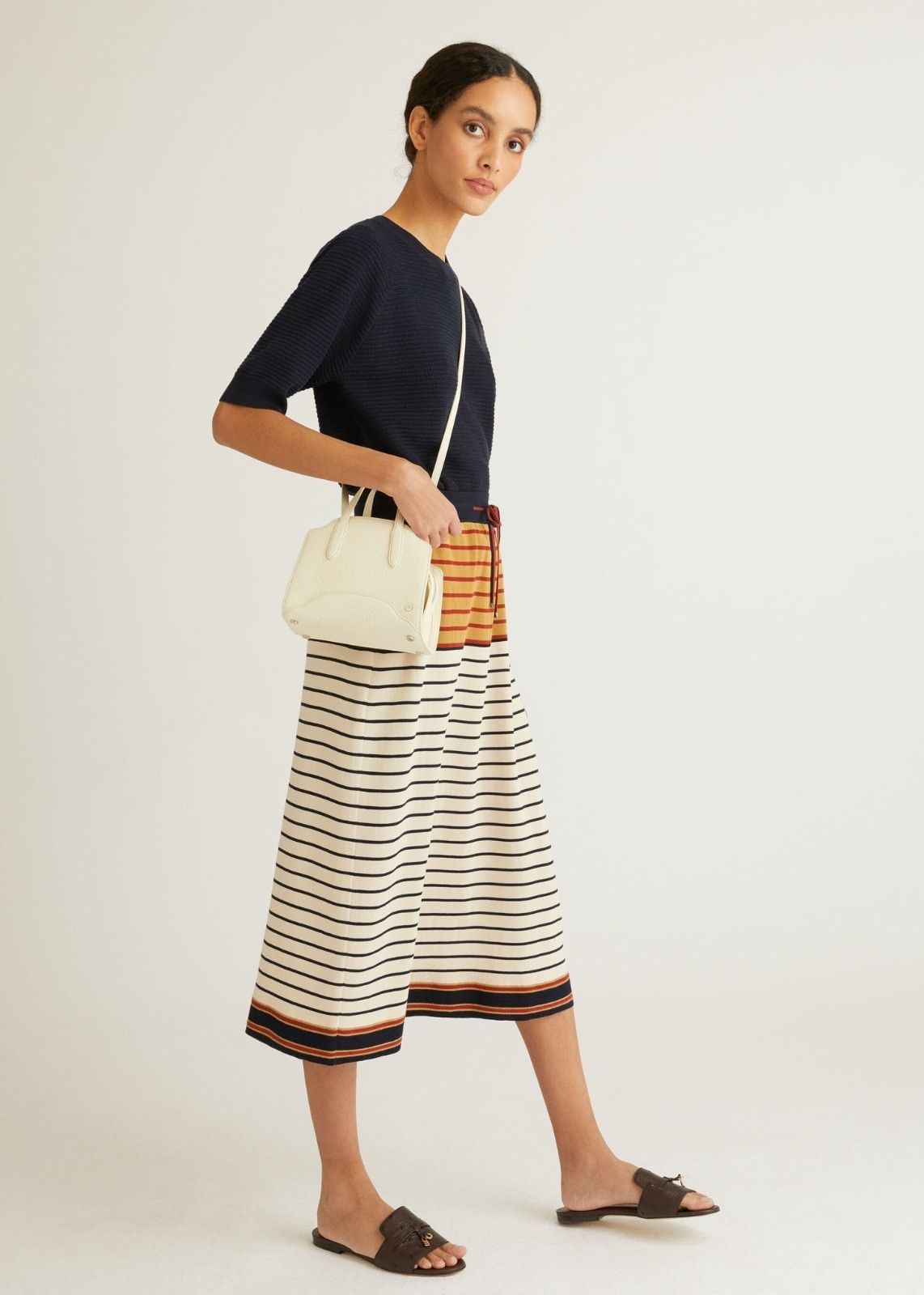 Loro Piana o1srvl11e0824 Sorbonne Stripes Midi Skirt in Multicolor Size 30" / US 8 / IT 44 - 6 Thumbnail