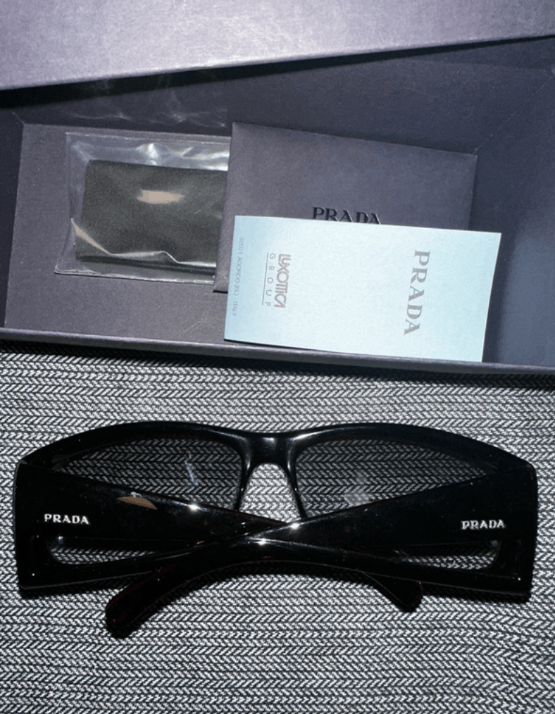 PRADA Sunglasses Rimless Sport Metal Frame Shield Wrap