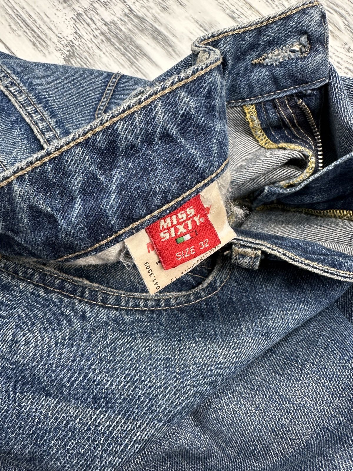 Miss Sixty Y2K MISS SIXTY Extra Low Ty Blue Flared Jeans Pants size 32 Size 30" / US 8 / IT 44 - 11 Thumbnail