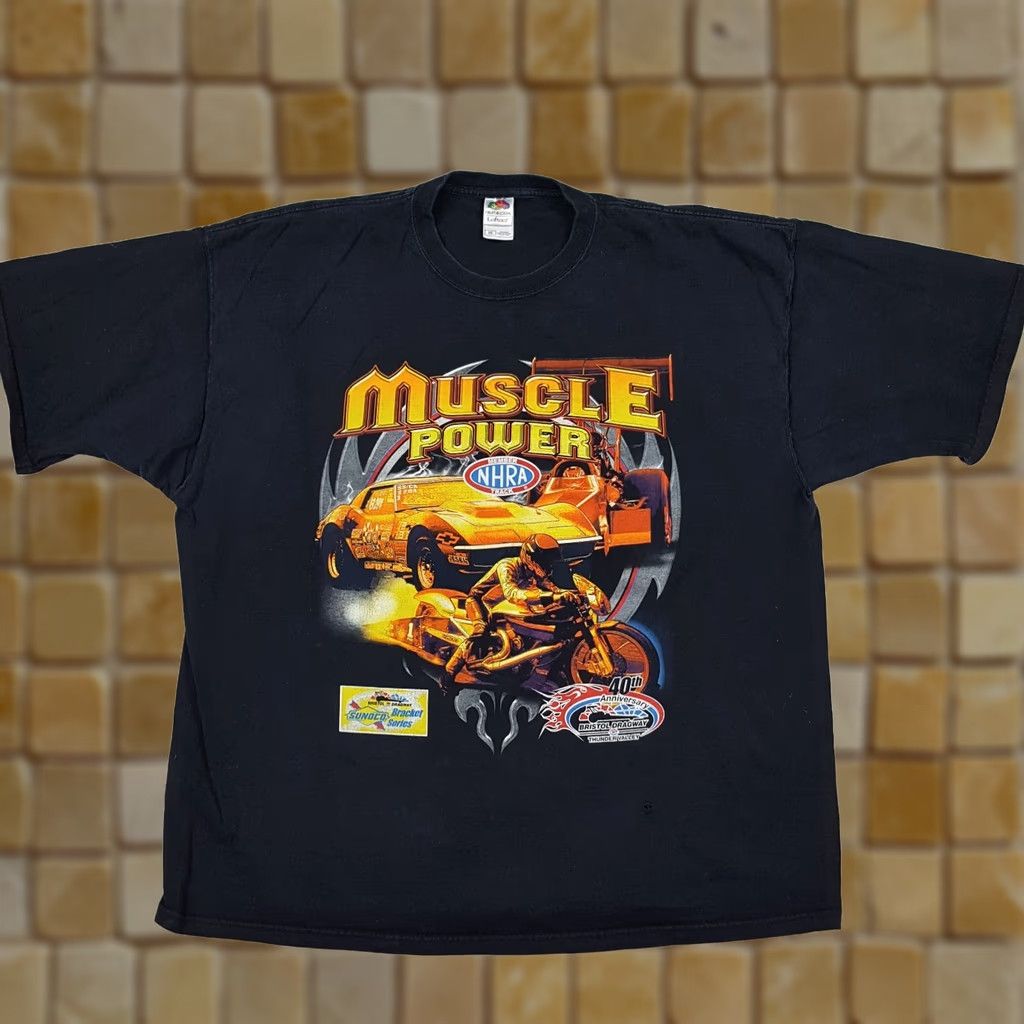 Fruit Of The Loom VINTAGE NHRA Auto T Shirt Muscle Power Car Motorcycle Men's 3XL Black Retro Graphic Print T-Shirt Size US XXL / EU 58 / 5 - 1 Thumbnail