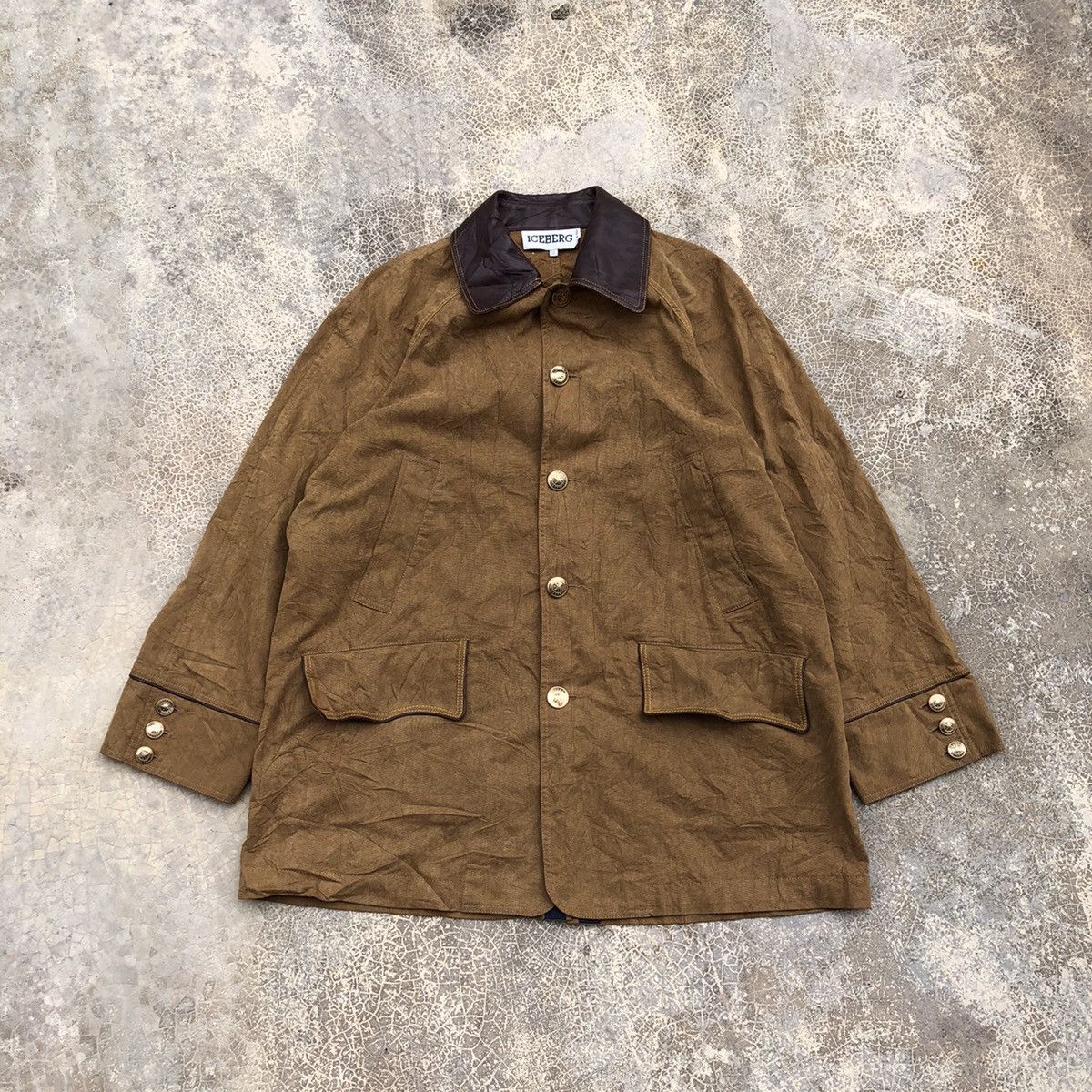 Designer × Iceberg ICEBERG Rare Leather Collar Chore Jacket Size US M / EU 48-50 / 2 - 1 Thumbnail