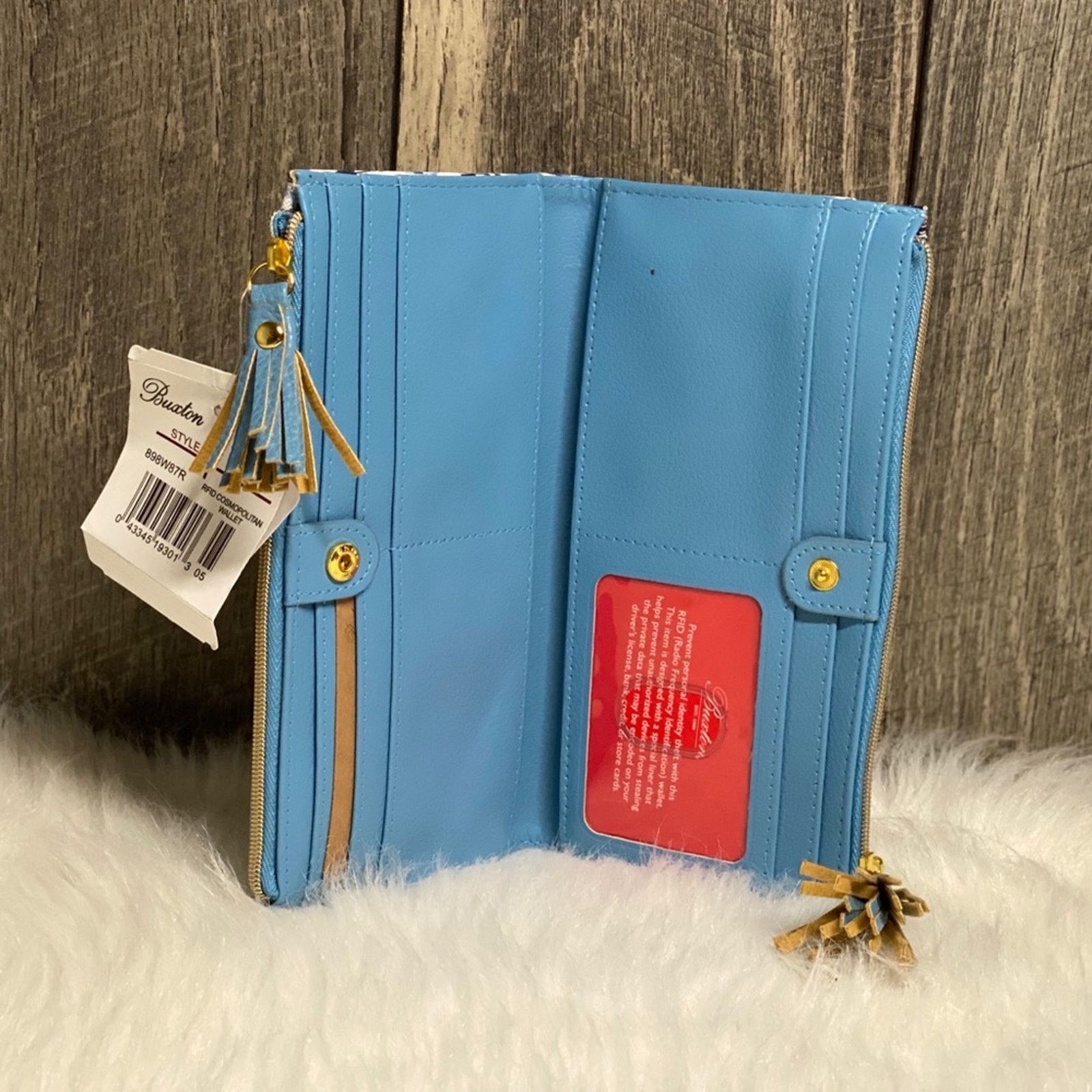 Goods NWT Buxton Chevron Pattern Multi Compartment Tassel Wallet Size ONE SIZE - 6 Thumbnail