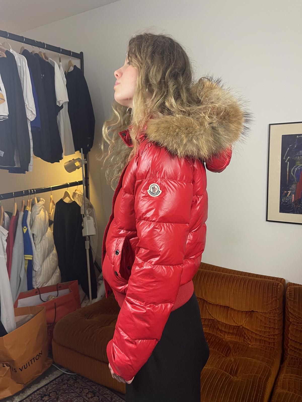 Moncler Moncler - Red Puffer Jacket with Fur Hood Size S / US 4 / IT 40 - 4 Thumbnail