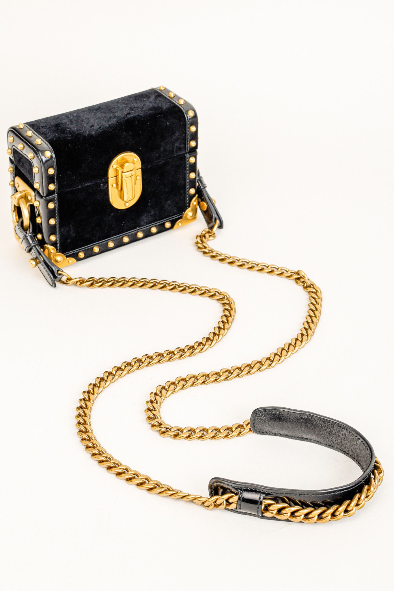 Prada Prada PF/17 Treasure Trunk Black Mini Velvet Box Bag Size ONE SIZE - 2 Thumbnail