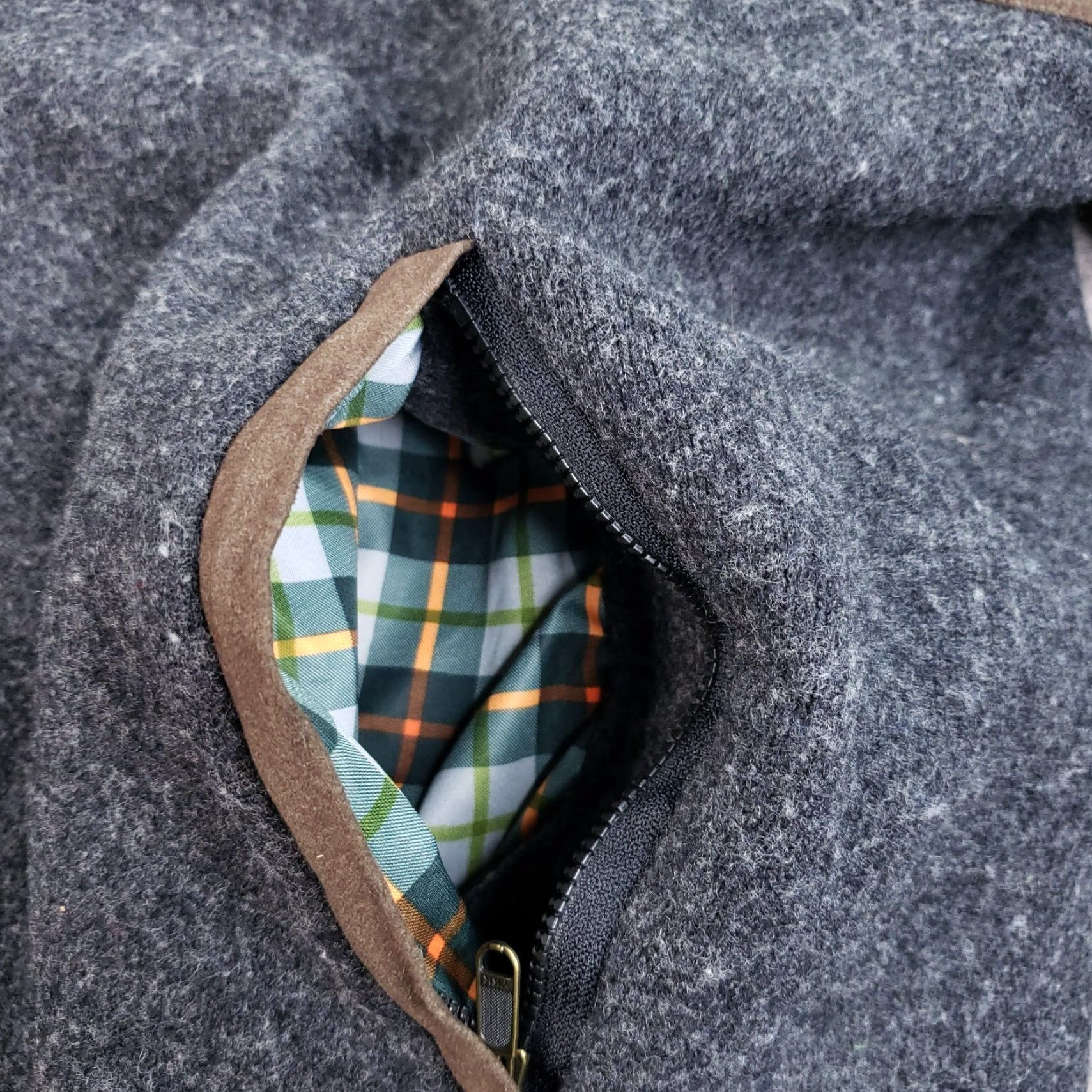 Orvis Orvis Wool Bomber Jacket Womens Large Gray Brown 1/4 Zip Lined Fall Winter Size L / US 10 / IT 46 - 7 Thumbnail