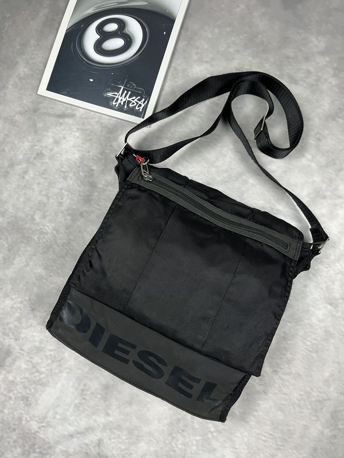 DIESEL Vintage Y2K Archive Cargo Black Nylon Crossbody Bag