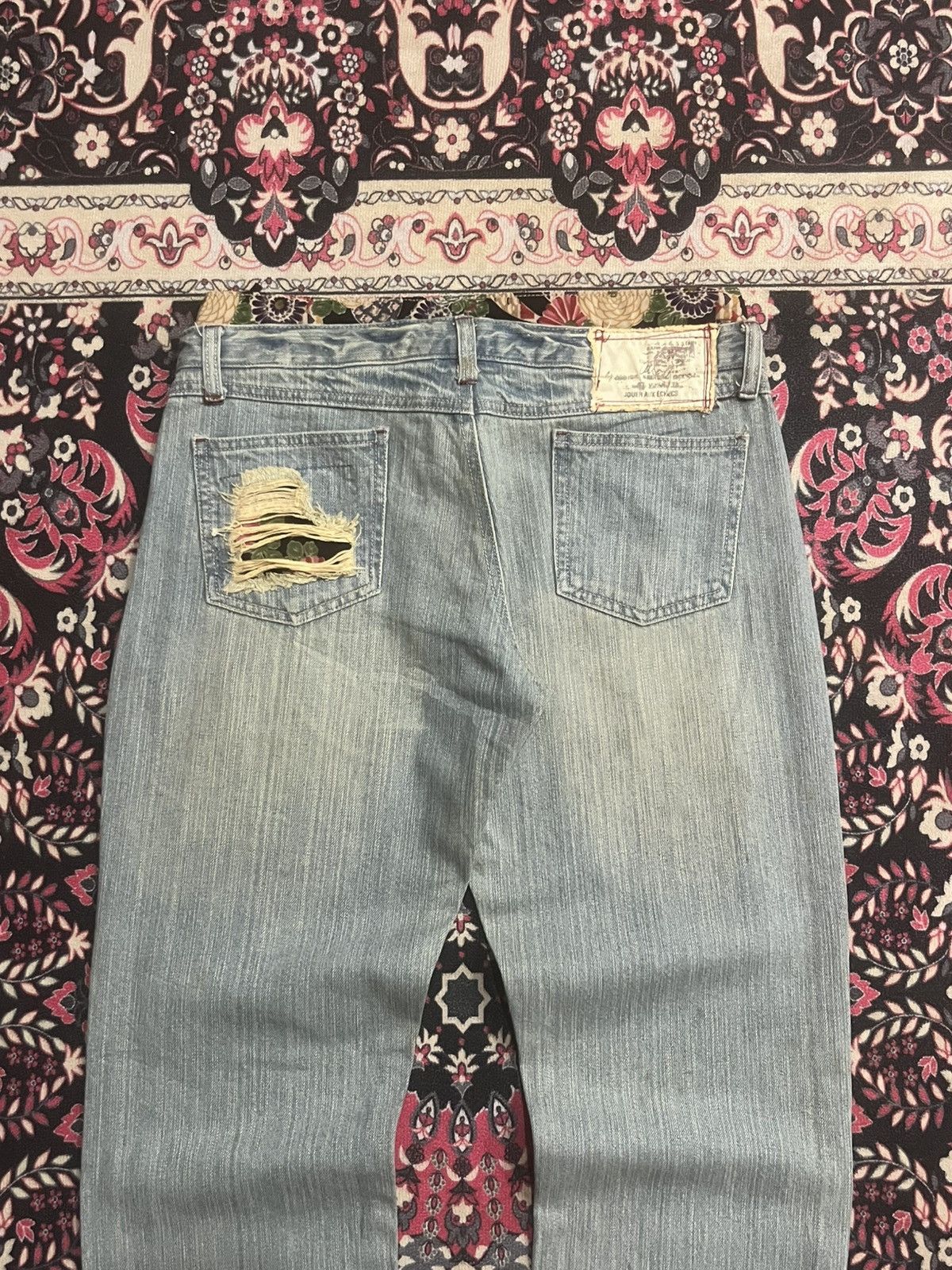 Japanese Brand Vintage Jouer Aux Echecs Double Waist Floral Distressed Jean Size US 30 / EU 46 - 5 Thumbnail