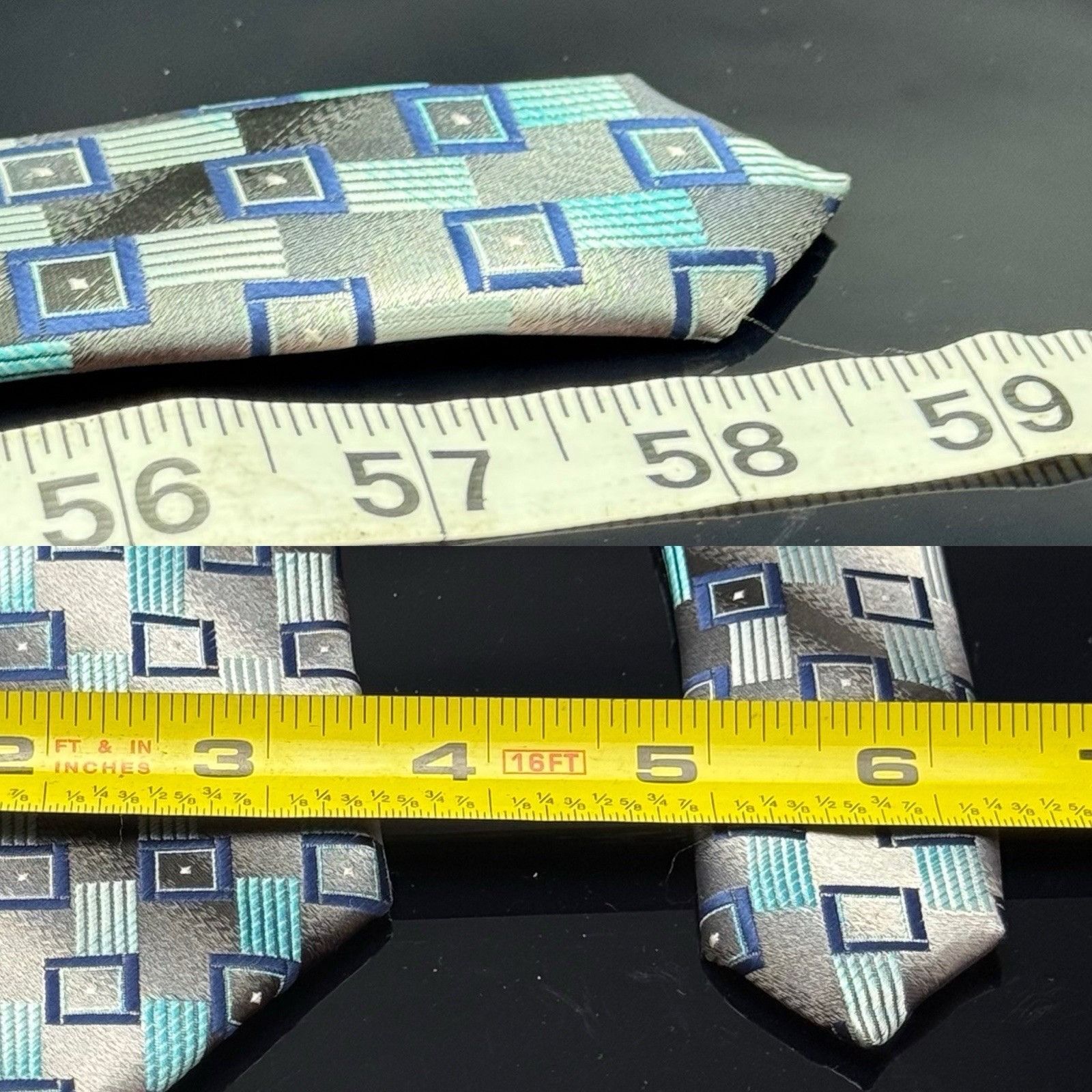 Alexander Julian ALEXANDER JULIAN COLOURS Light Blue Silver Geometric Squares Size ONE SIZE - 3 Thumbnail