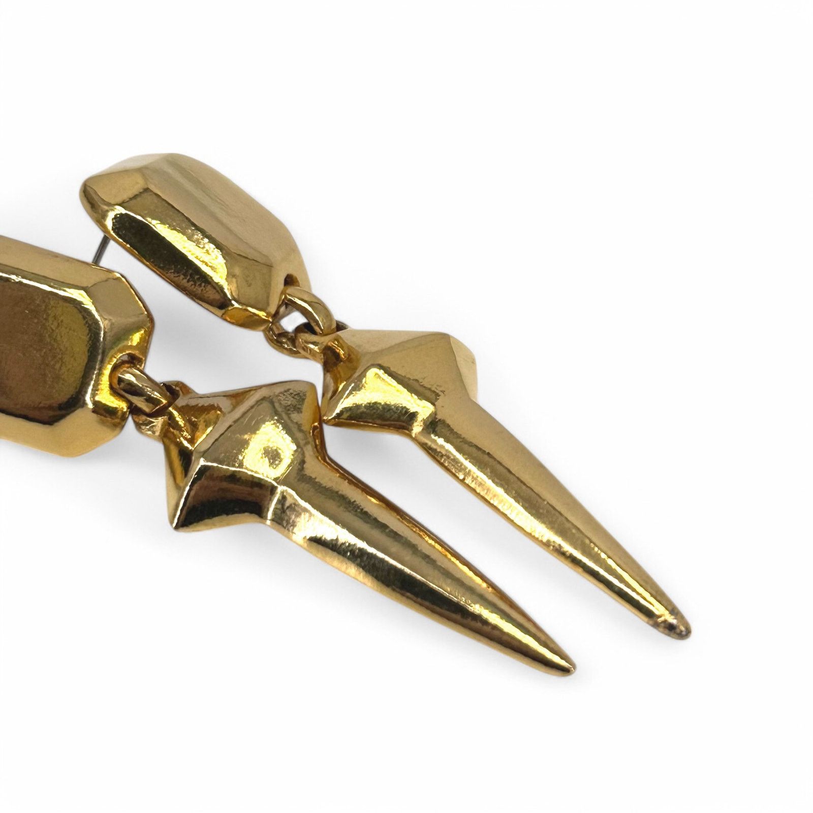 Vintage Vintage 80s Clara Studio Signed Earrings Shiny Gold Tone 3" Size ONE SIZE - 8 Thumbnail