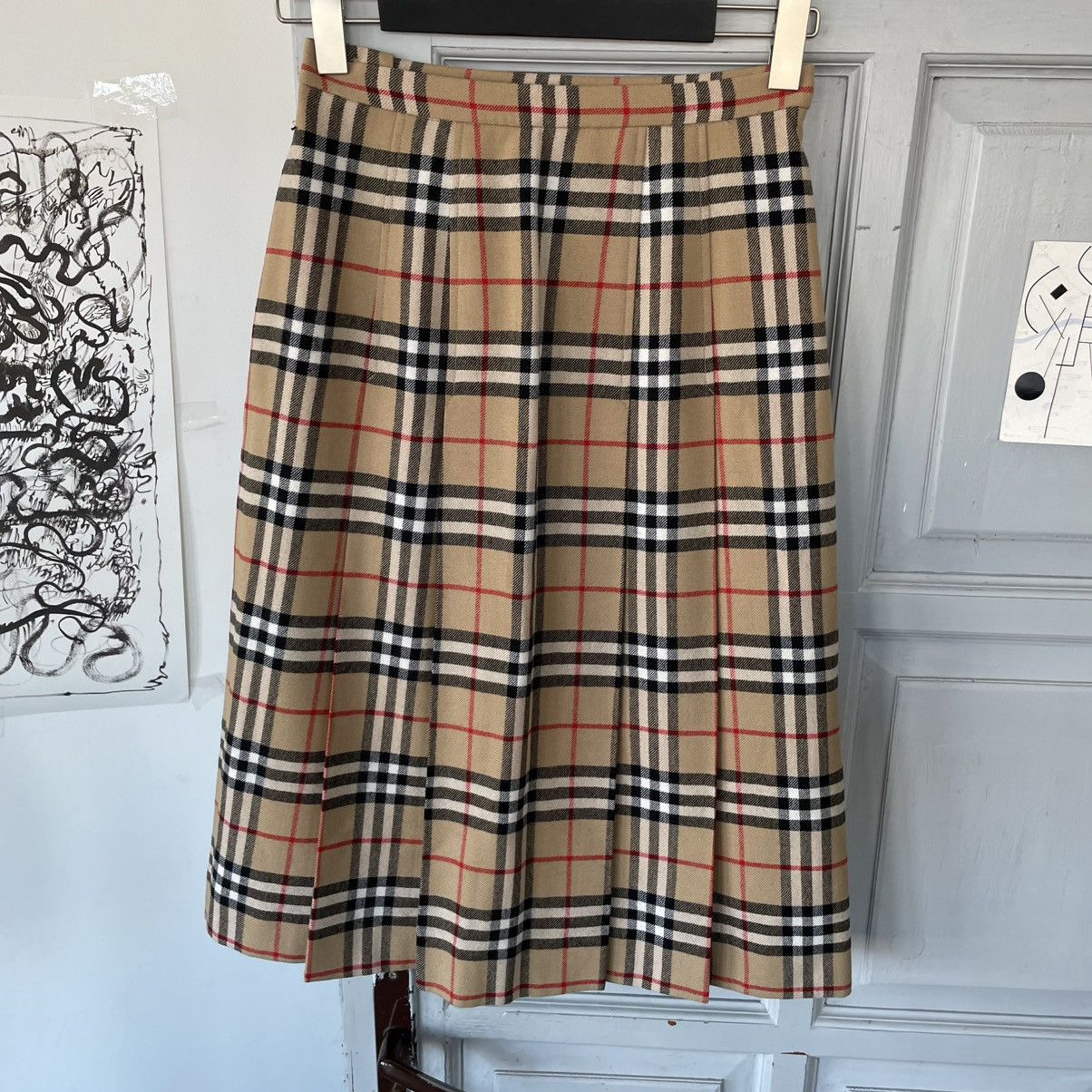 Burberry Vintage 90’s Burberrys 100% Wool Midi Skirt nova check Size 27" / US 4 / IT 40 - 4 Thumbnail