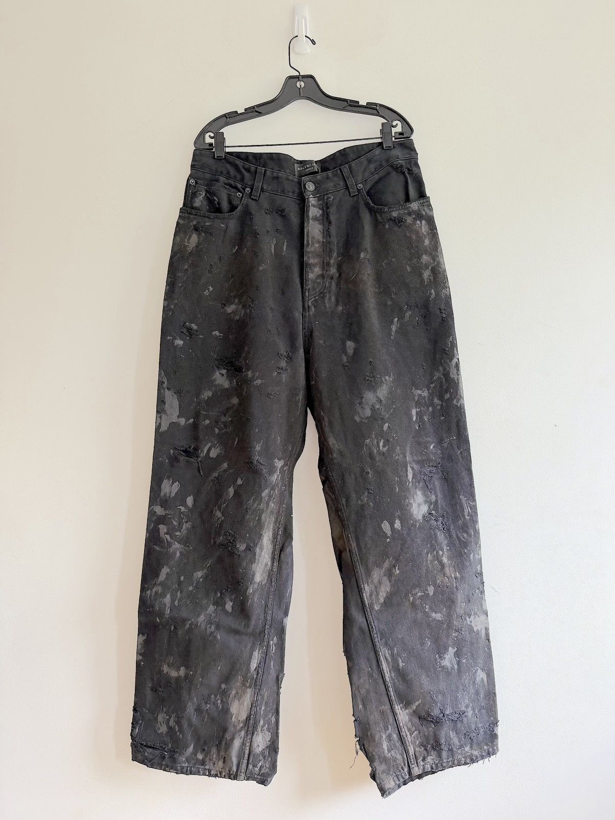 Balenciaga New Mud Show Super Destroyed Black Denim Jeans (M) Size US 34 / EU 50 - 3 Thumbnail