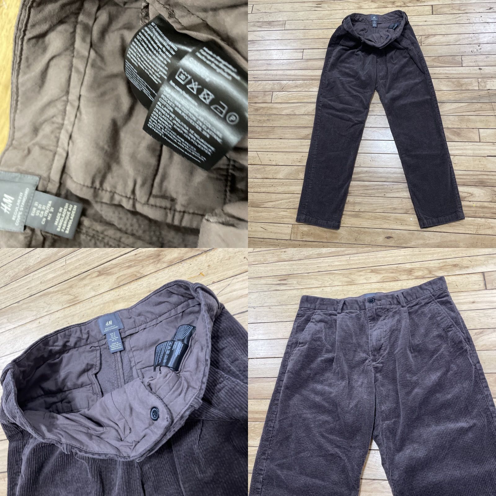 H&M VINTAGE H&M Corduroy Pants Adult 31 Brown Pleated Straight Chino Nature Skate 31x28 Mens Size 24" / US 00 / IT 34 - 9 Thumbnail