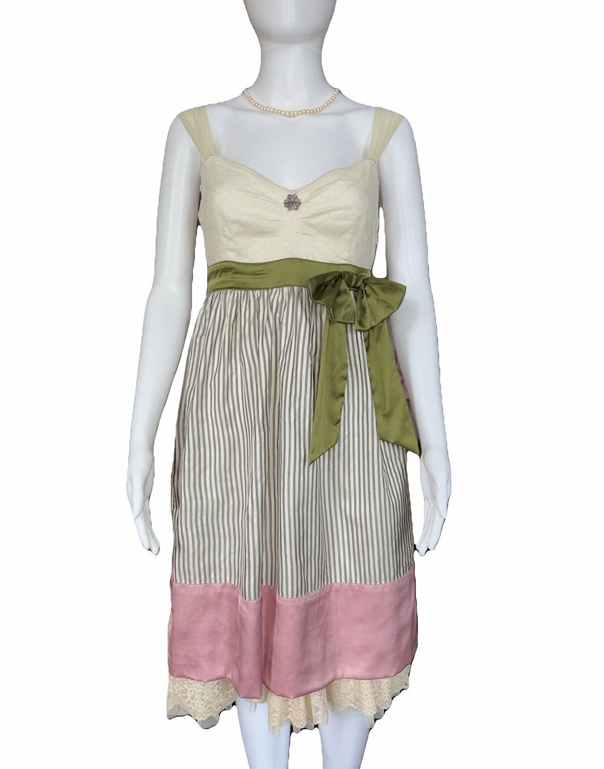 John Galliano John Galliano 2000s Vintage Silk Tulle Striped Dress Size M / US 6-8 / IT 42-44 - 2 Thumbnail