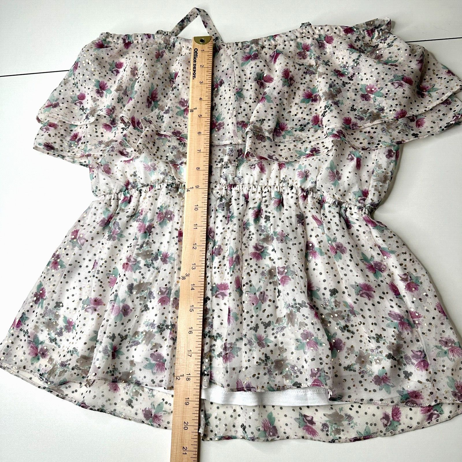 Other NWT Ella Moss White Purple Gold Dot Spaghetti Ruffle Top L Size L / US 10 / IT 46 - 12 Thumbnail