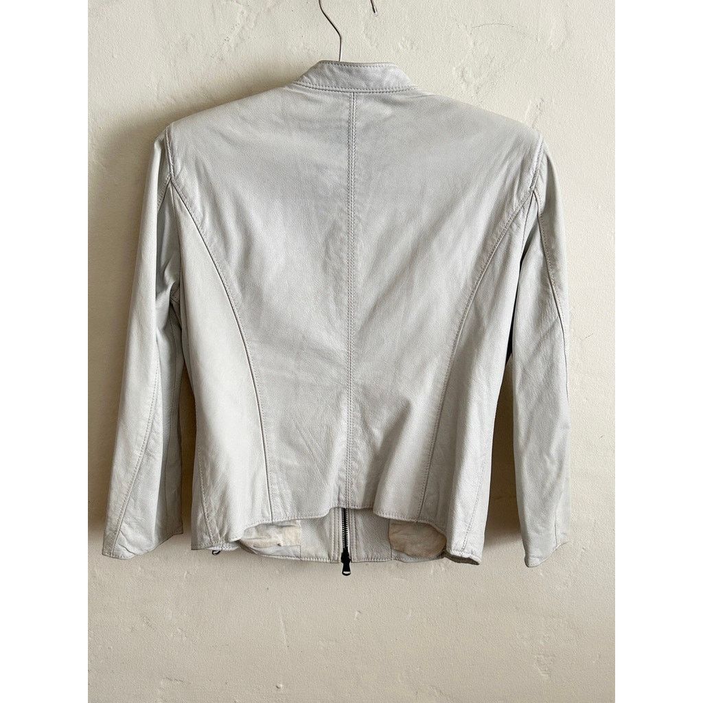 R13 R13 Cafe Racer White Lambskin Leather Jacket 3/4 Slv Italy Size M / US 6-8 / IT 42-44 - 7 Thumbnail