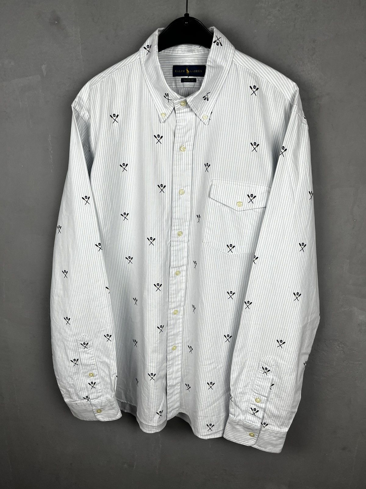 Polo Ralph Lauren × Ralph Lauren Ralph Lauren oxford skull printed stripped varsity shirt Size US XL / EU 56 / 4 - 4 Thumbnail
