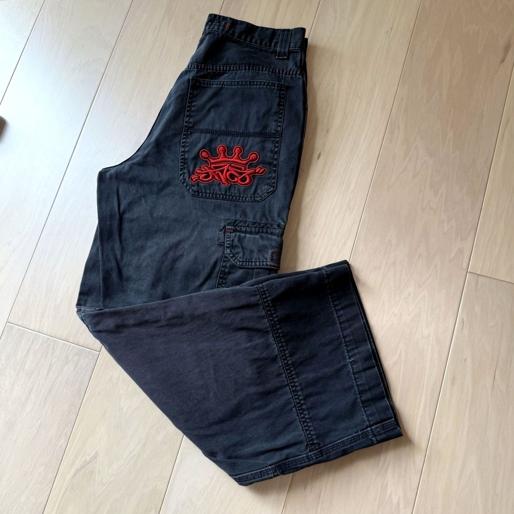 JNCO VINTAGE JNCO Cargo Pants 32 Black Baggy Y2K Streetwear Tribal Logo Size US 32 / EU 48 - 8 Thumbnail