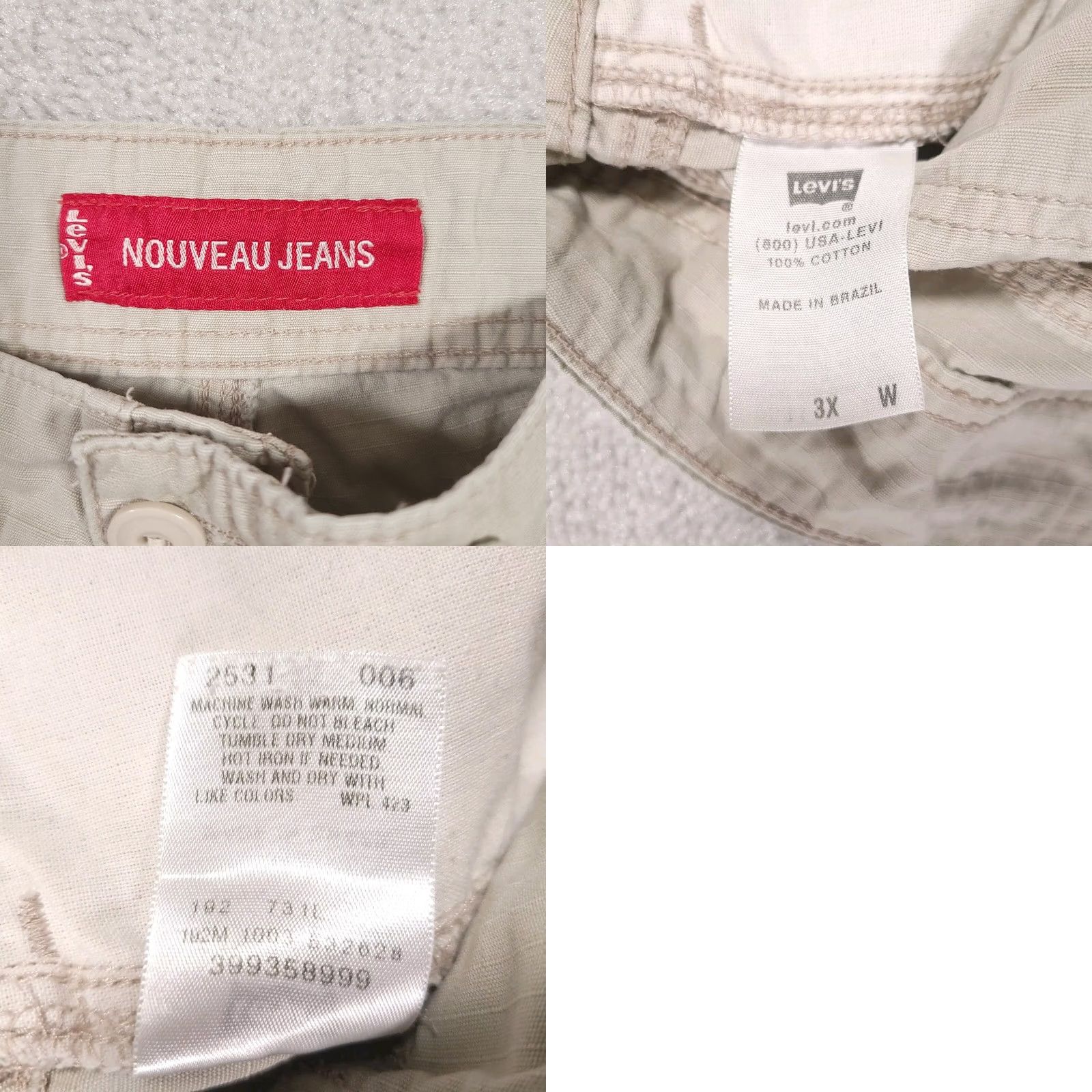 Levi's VINTAGE Levi's Nouveau Shorts Womens 3X Beige Red Tab Drawstring Ripstop, 90s, Casual, Summer, Plus Size Womens Size 30" / US 8 / IT 44 - 9 Thumbnail