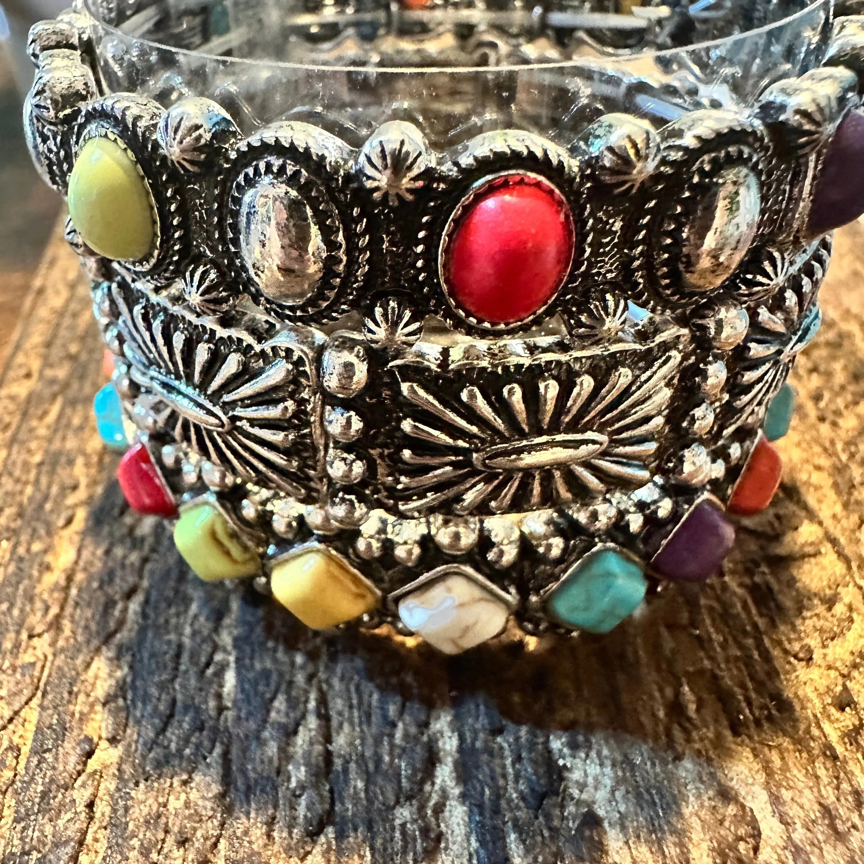 Other Boho Western Concho Bracelet, Navajo Pearl Beaded Stretch Cu Size ONE SIZE - 2 Thumbnail