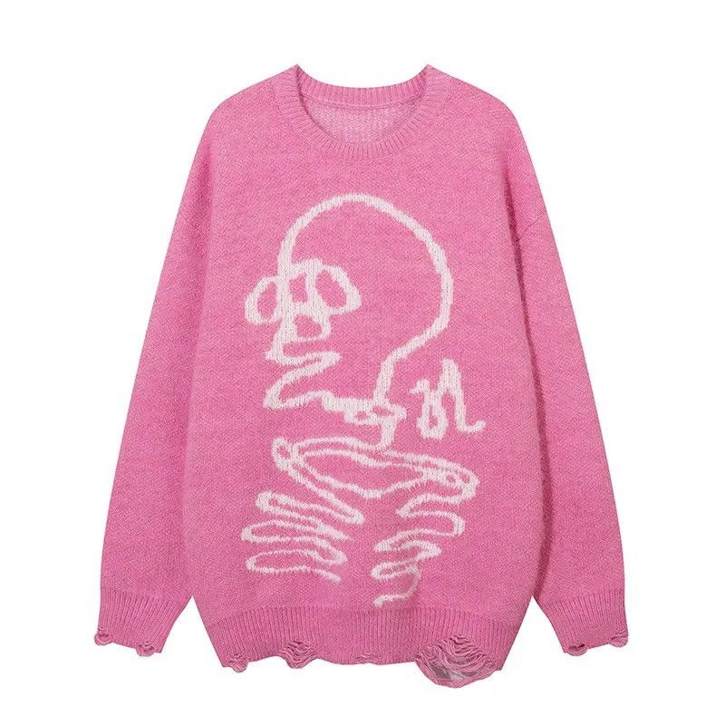 Japanese Brand × Vintage Knitted fluffy sweater skull print pullover patchwork style Size US L / EU 52-54 / 3 - 1 Thumbnail