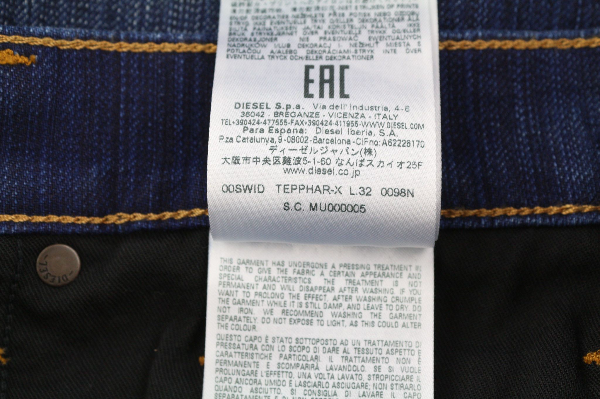 Diesel TEPPHAR 0098N W31/L32 Slim Ripped Blue Jeans 40195 Size US 31 - 12 Thumbnail