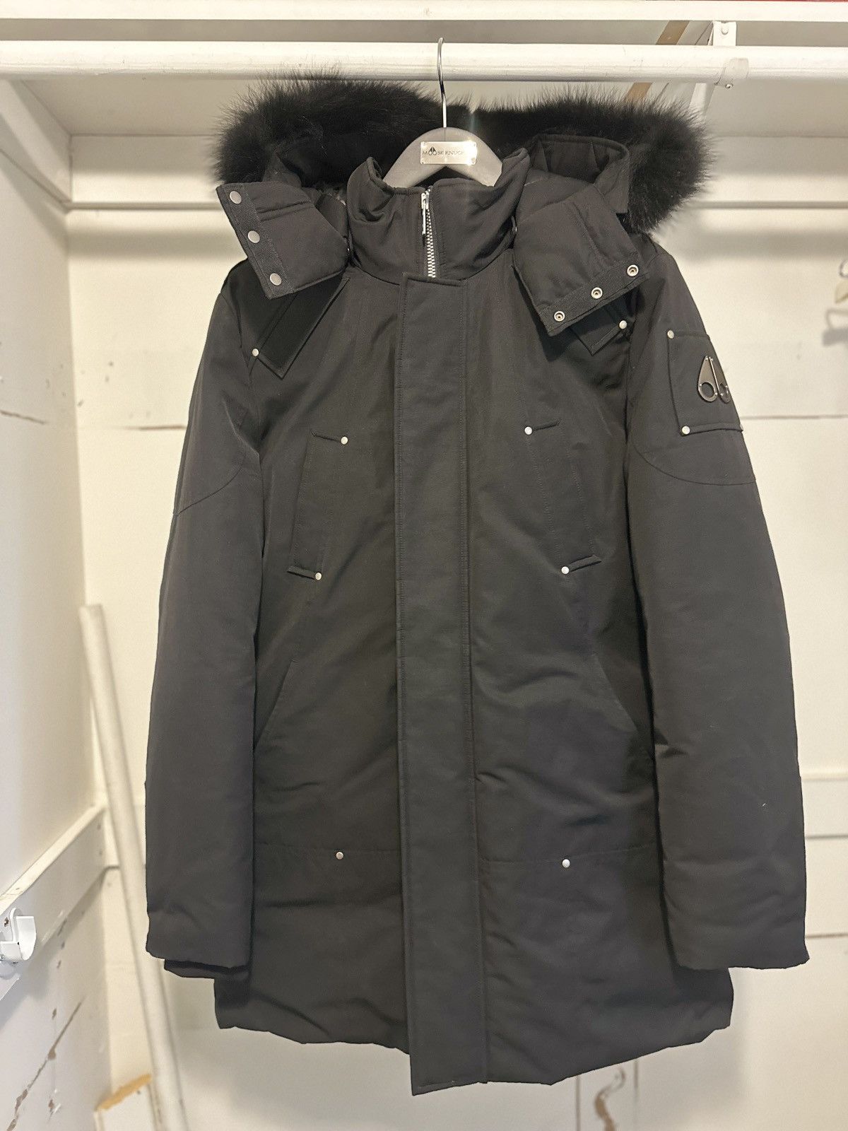 image of Moose Knuckles Down Stirling Parka Black/black Fur, Men's (Size XL)