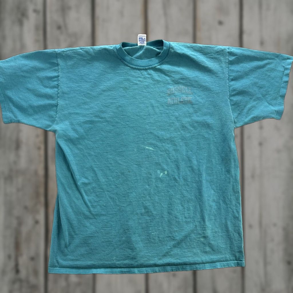 Russell Athletic VINTAGE Russell Athletic Shirt Mens 2XL Teal Made USA Crewneck T-Shirt Stain 90s Size US XXL / EU 58 / 5 - 1 Thumbnail