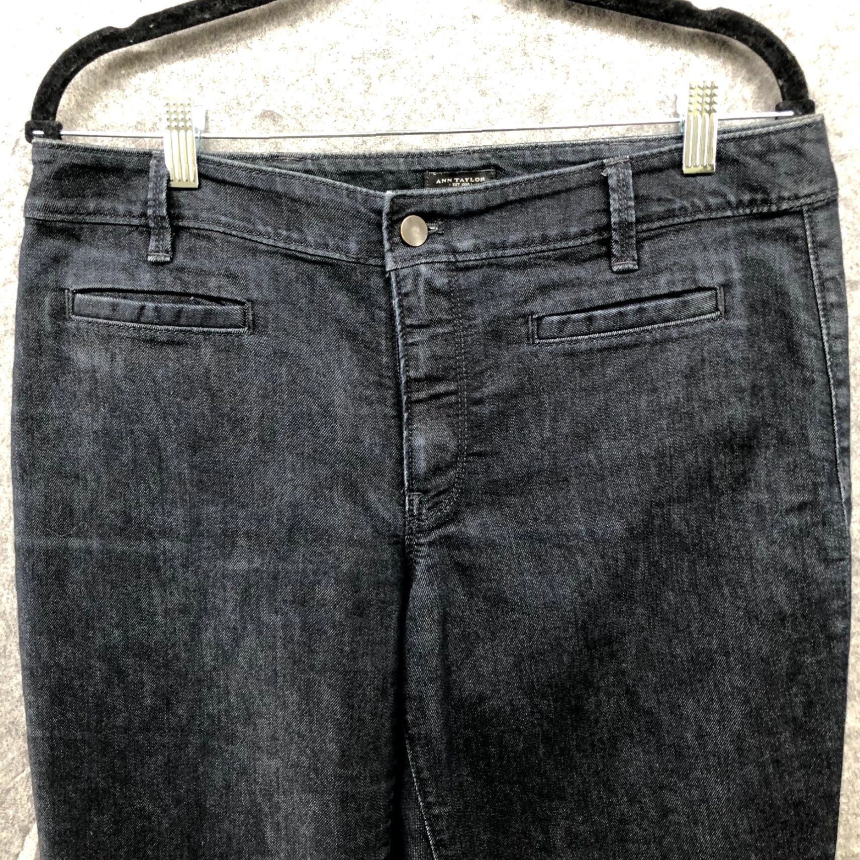 Ann Taylor Ann Taylor Jeans Womens Size 8 Bootcut Flare Dark Wash Blue Mid Rise Denim Stretch Pocket Slash Pocket Regular Inseam 29 in Cotton Blend Size 30" / US 8 / IT 44 - 3 Thumbnail