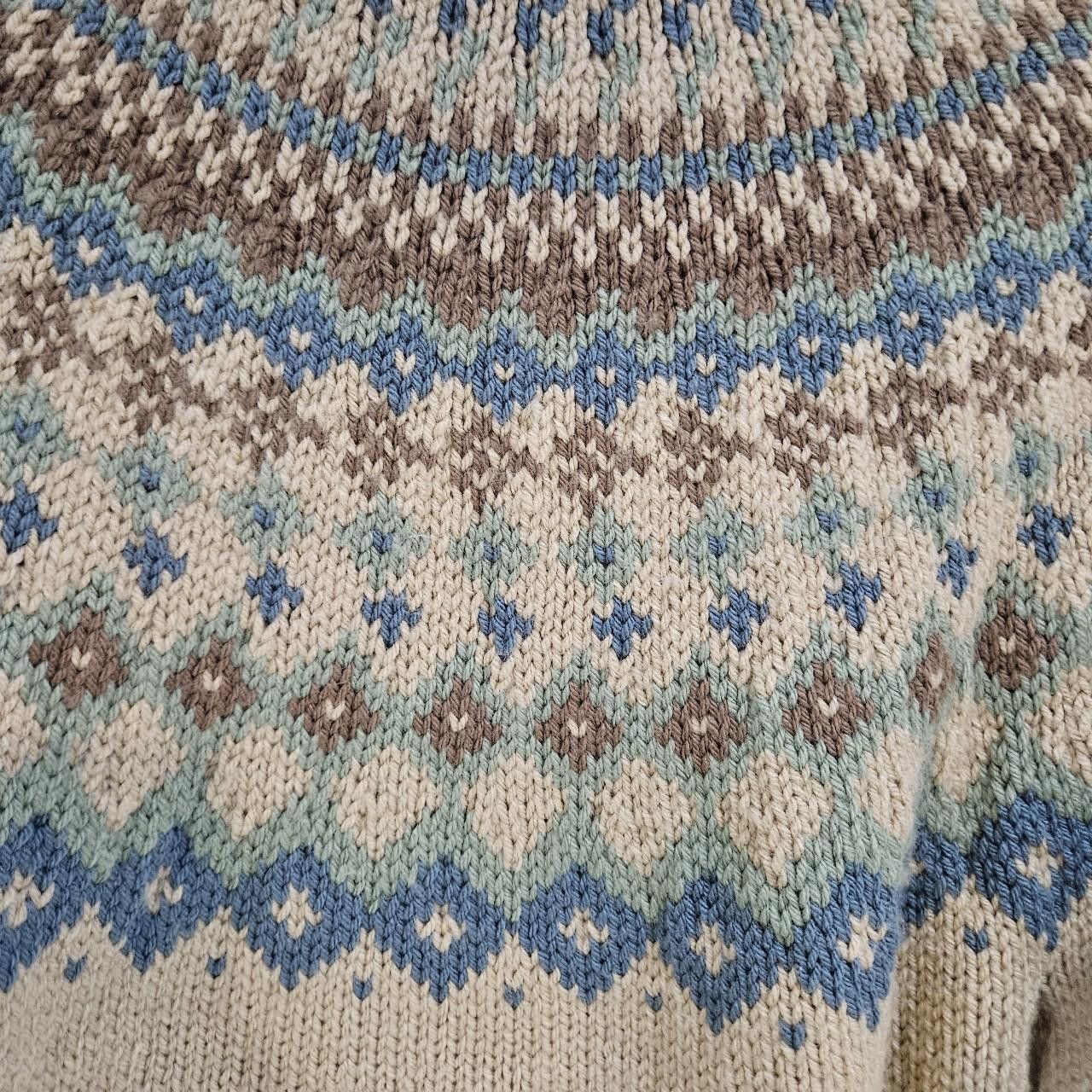 Other vintage cottagecore beige fair isle hand knit sweater Size L / US 10 / IT 46 - 3 Thumbnail