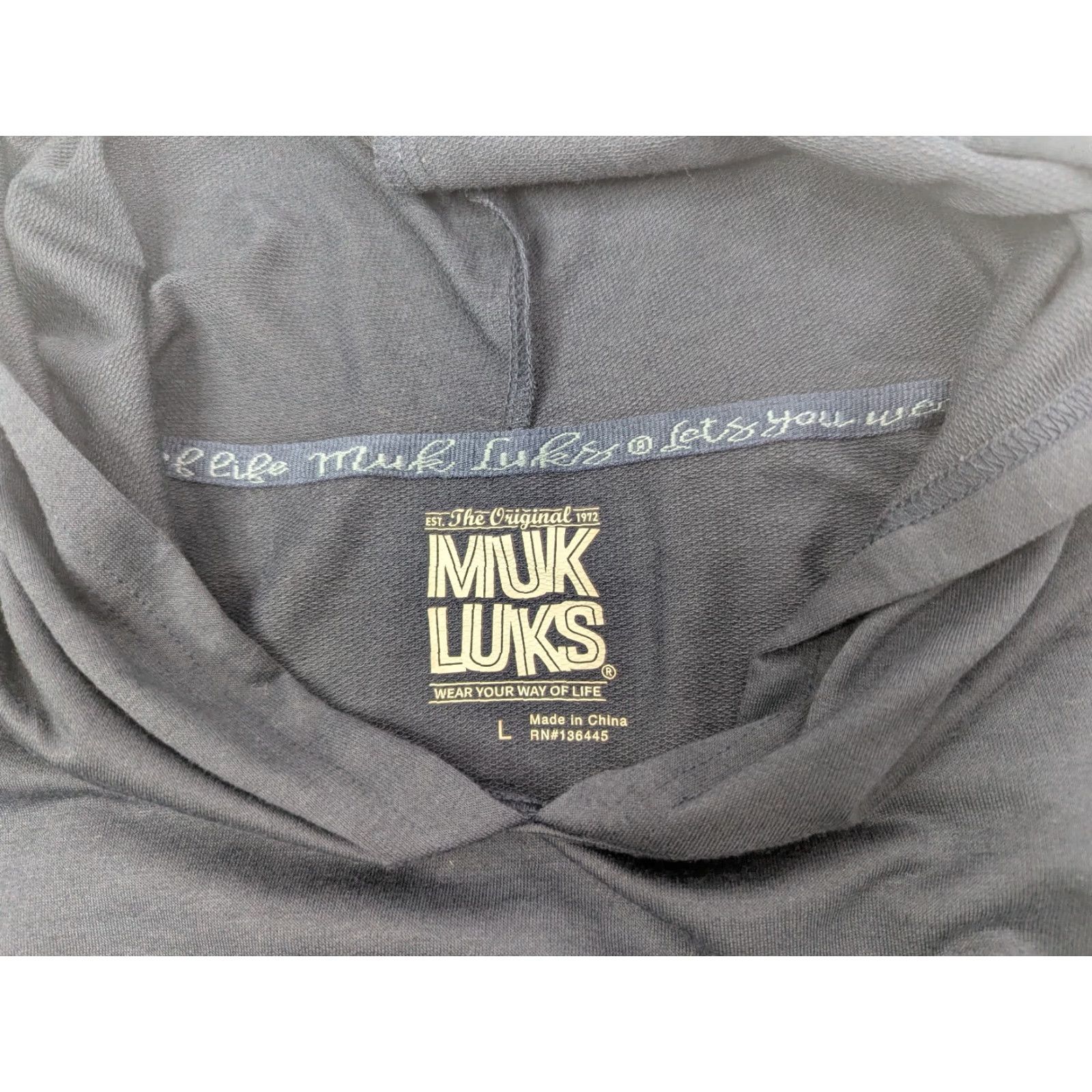 Vintage MUK LUKS Hooded Pullover Shirt Women L Navy Blue Cap Sleeve Terry Pullover Activewear Size L / US 10 / IT 46 - 5 Thumbnail