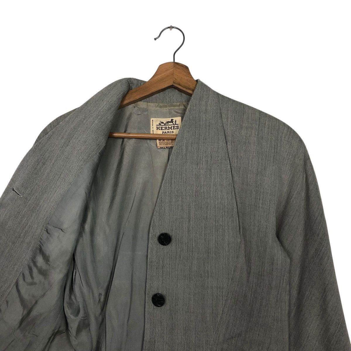 Hermes 🔥VINTAGE CROPPED BUTTON JACKET HERMES PARIS RICH GREY Size S / US 4 / IT 40 - 14 Thumbnail