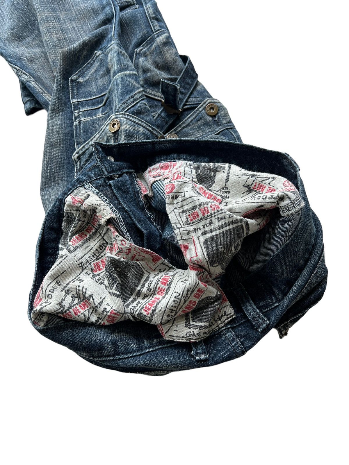20471120 Jeans De Art 🇯🇵 Cyberpunk Multipocket Flare Denim Cargo Size US 33 - 8 Thumbnail