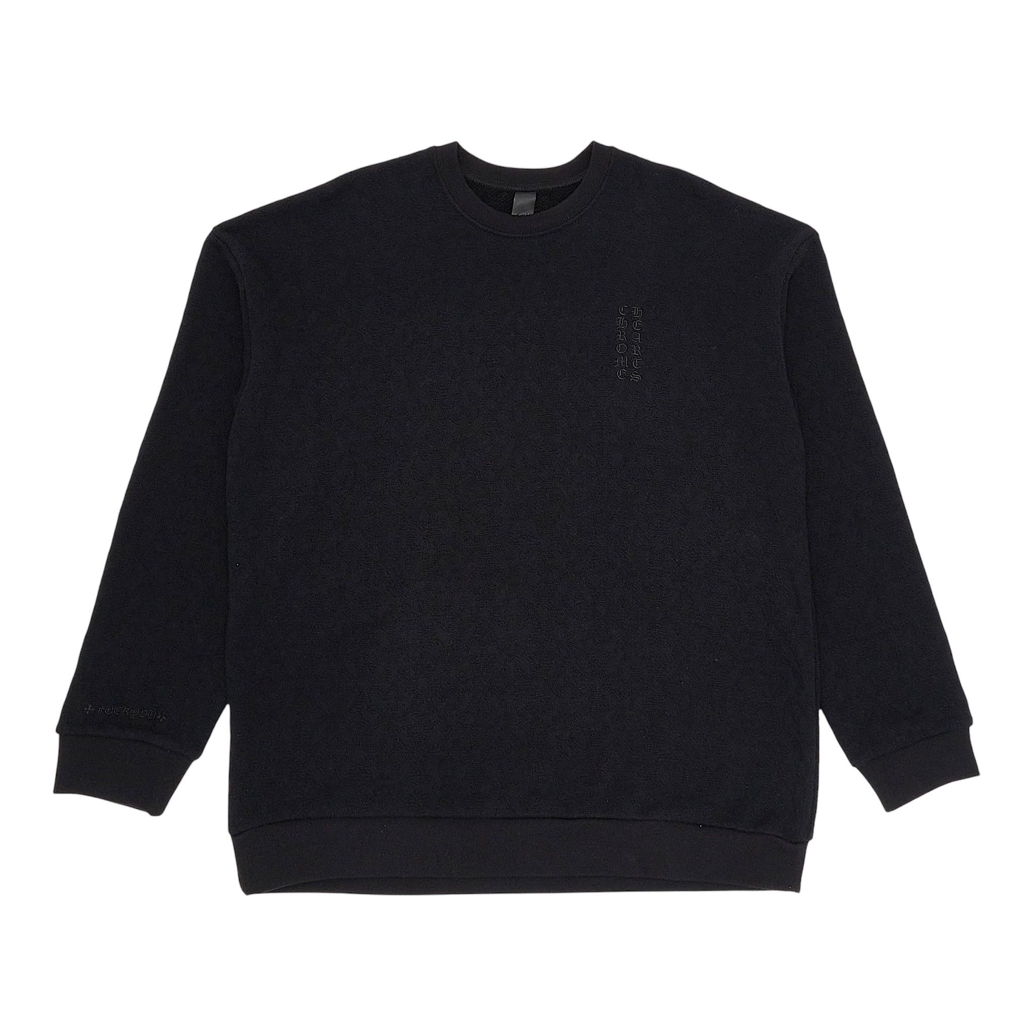Chrome Hearts Embroidered Vertical Logo Jacquard Crewneck Sweatshirt Blac Size US S / EU 44-46 / 1 - 1 Thumbnail