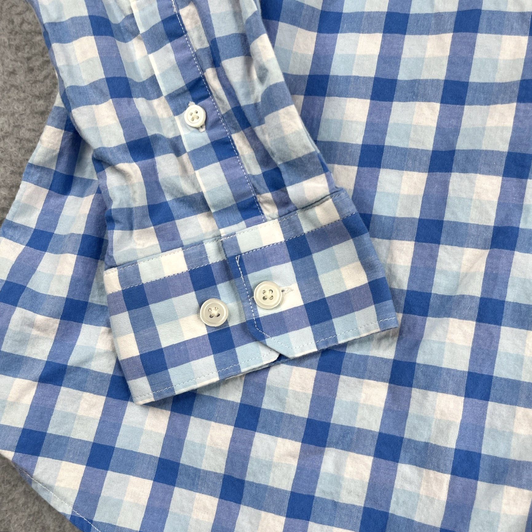 Express Express Shirt Mens M Blue Plaid Long Sleeve Button-Up Casual Preppy Modern Col­lar Button-Through Cotton Woven Size US M / EU 48-50 / 2 - 2 Thumbnail