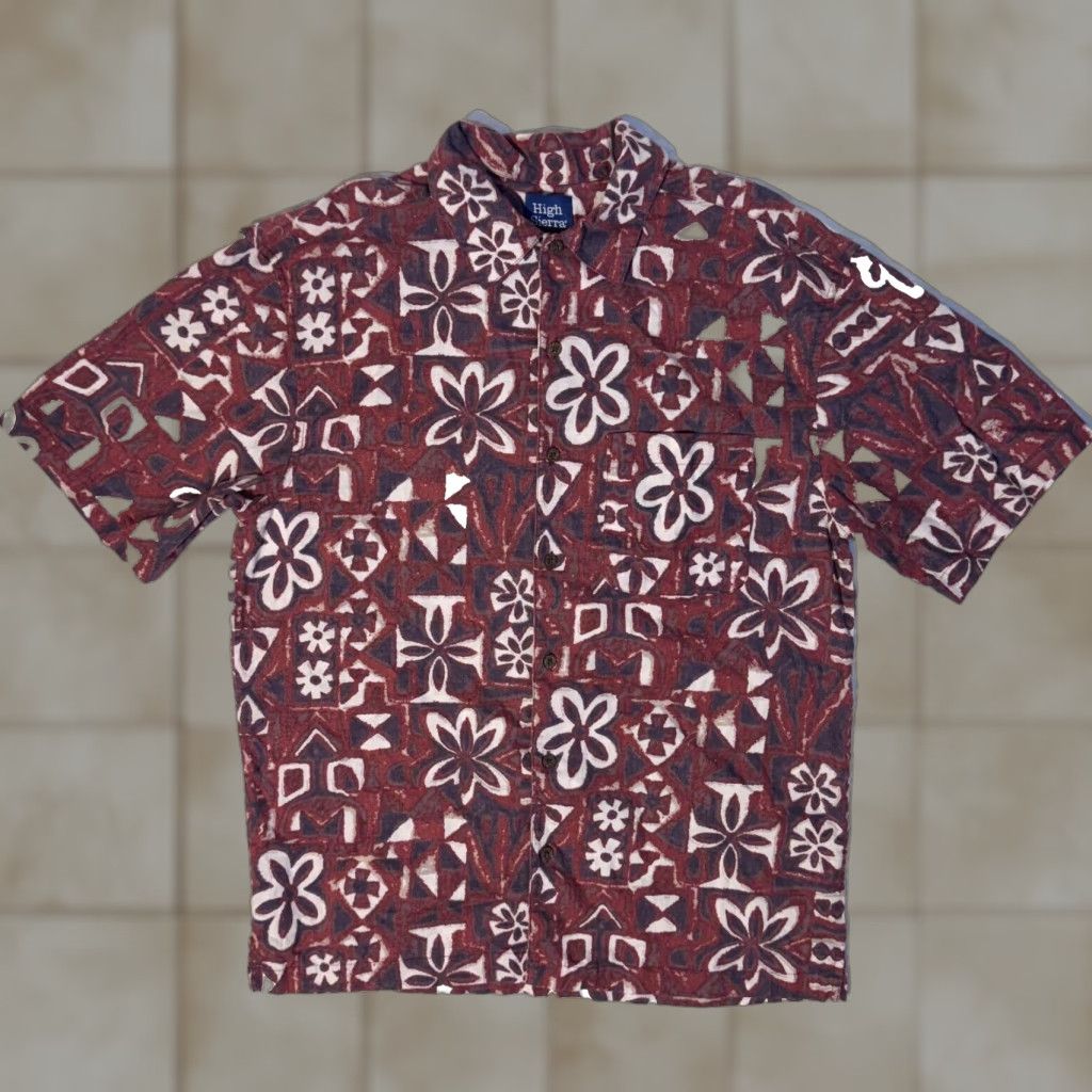 High Sierra High Sierra Shirt S Red Linen Blend Hawaiian Palm Leaves Floral Print Size US S / EU 44-46 / 1 - 1 Thumbnail
