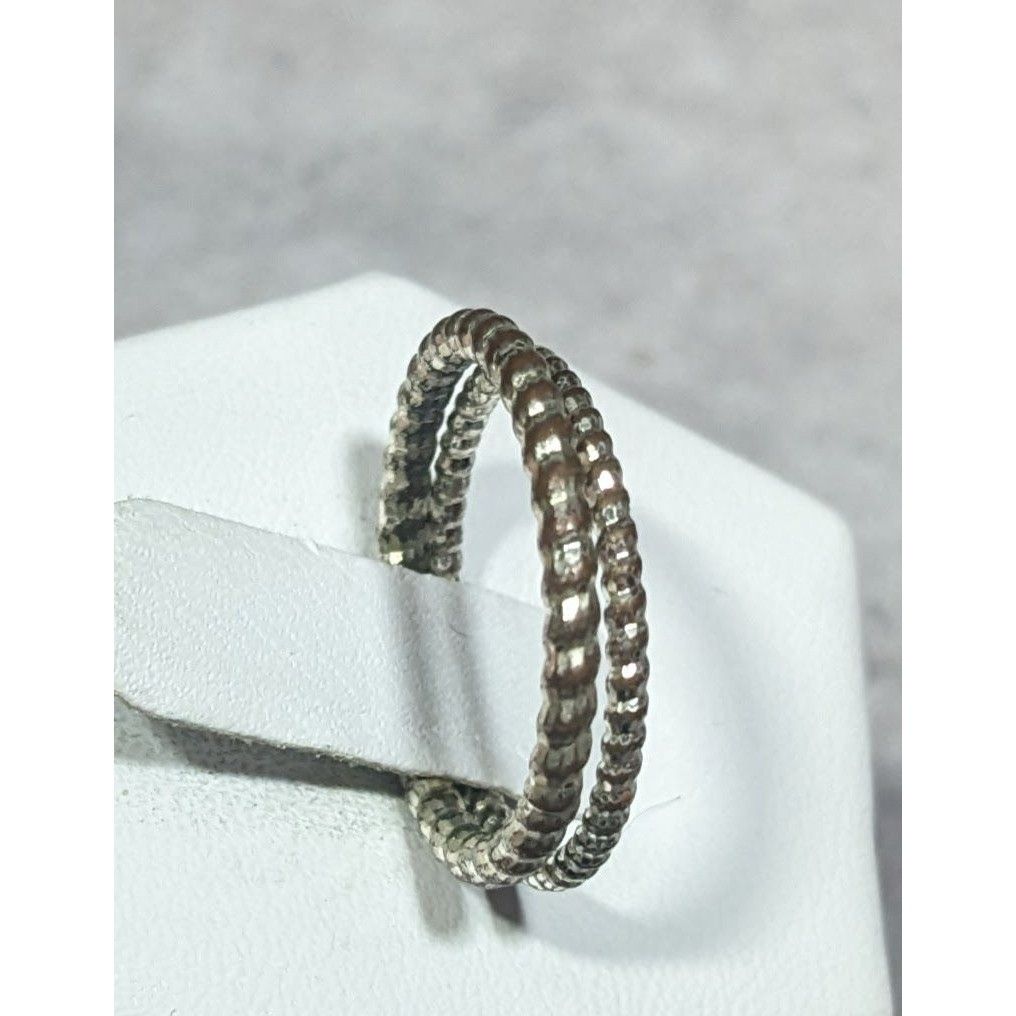 Other Casual Textured Silver Tone Fashion Ring Set Size 7 (2) Size ONE SIZE - 4 Thumbnail