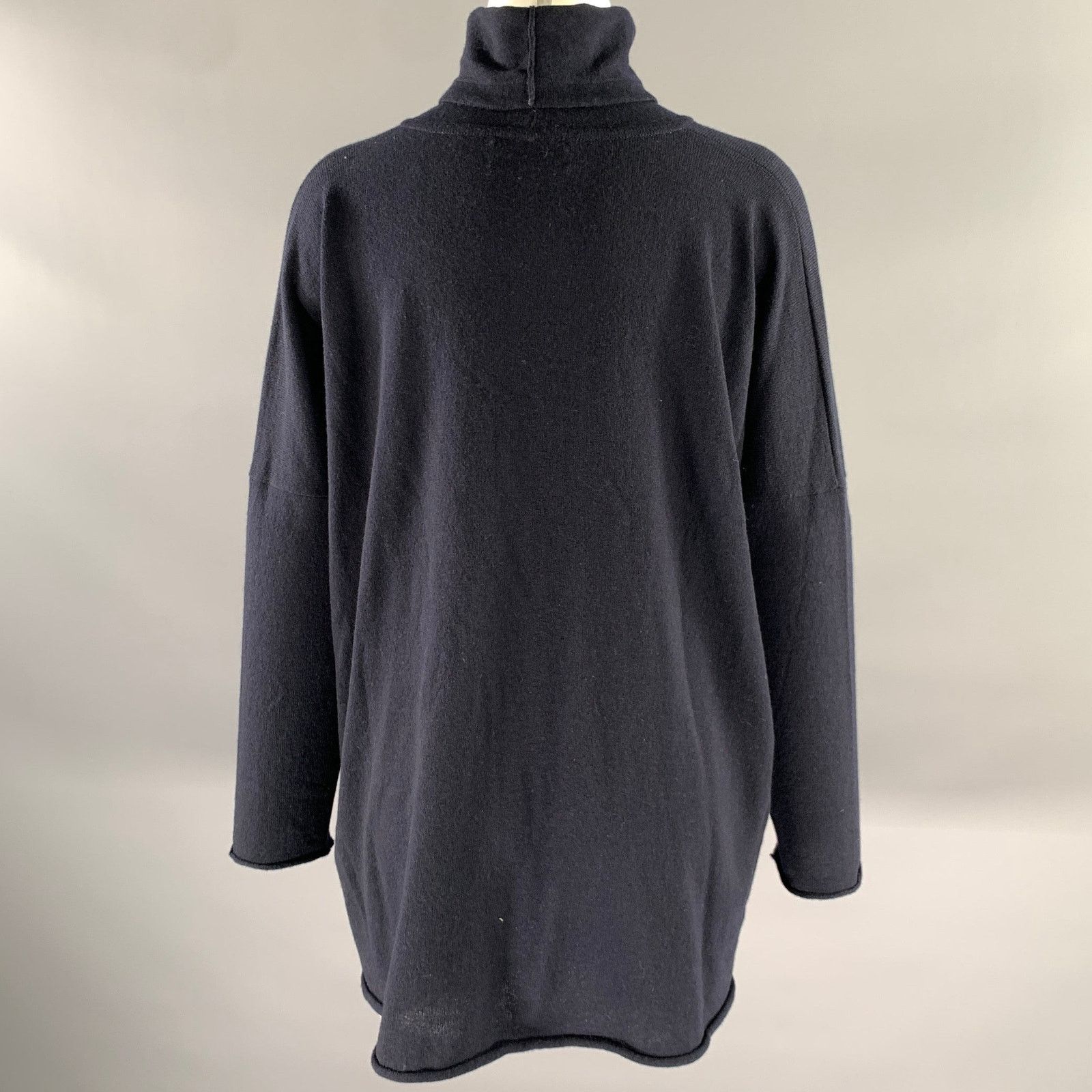 eskandar ESKANDAR Size M Navy Cashmere Turtleneck Sweater Size ONE SIZE - 4 Thumbnail
