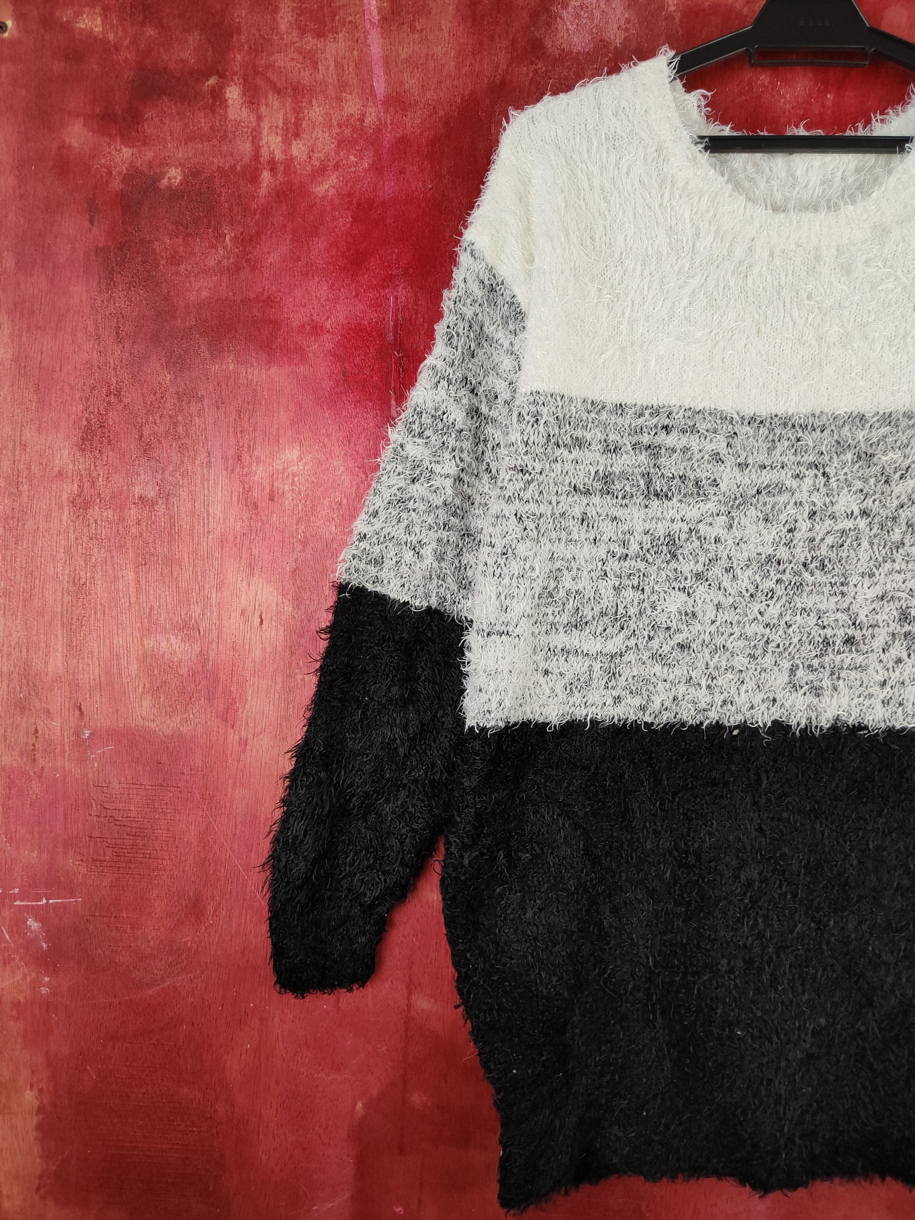 Homespun Knitwear × Japanese Brand Sureve Black White Shag Shaggy Fur Mohair Knitwear #S2024 Size L / US 10 / IT 46 - 3 Thumbnail