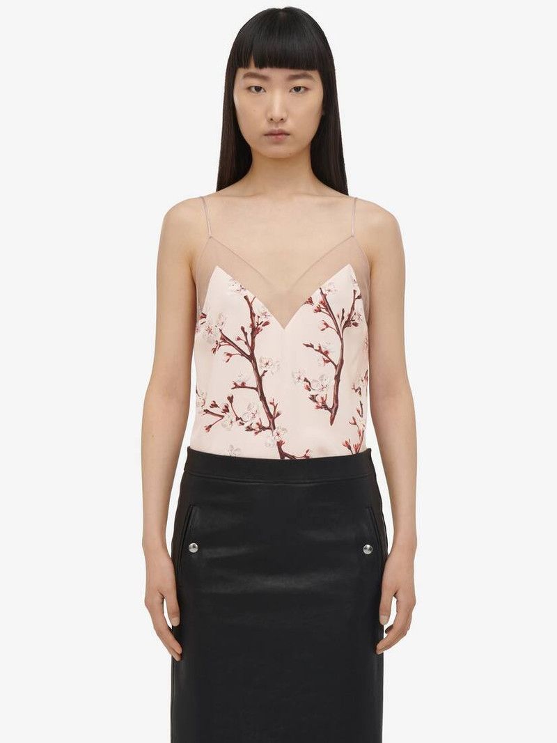 Alexander McQueen o1srvl11e0326 Cherry Blossom Camisole Top in Multicolor Size XL / US 12-14 / IT 48-50 - 5 Thumbnail