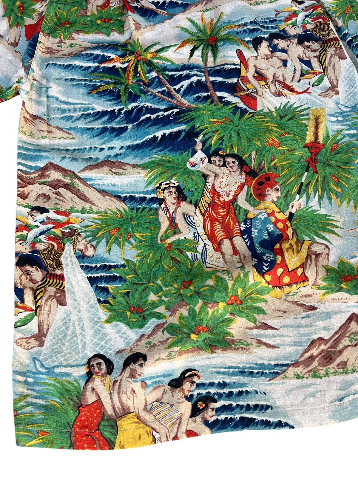 Sun Surf VTG Sun Surf Hula Girls Fisherman Crepe Rayon Hawaiian Shirt Size US M / EU 48-50 / 2 - 21 Thumbnail