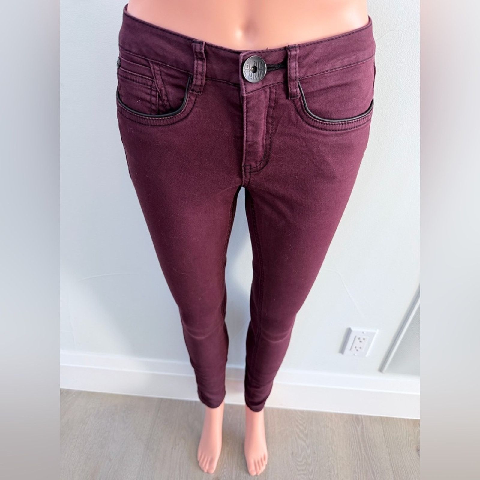 Other New Y2K Burgundy Maroon Jeans with Lace-Up Detail size 25 Size 25" / US 0 / IT 36 - 4 Thumbnail