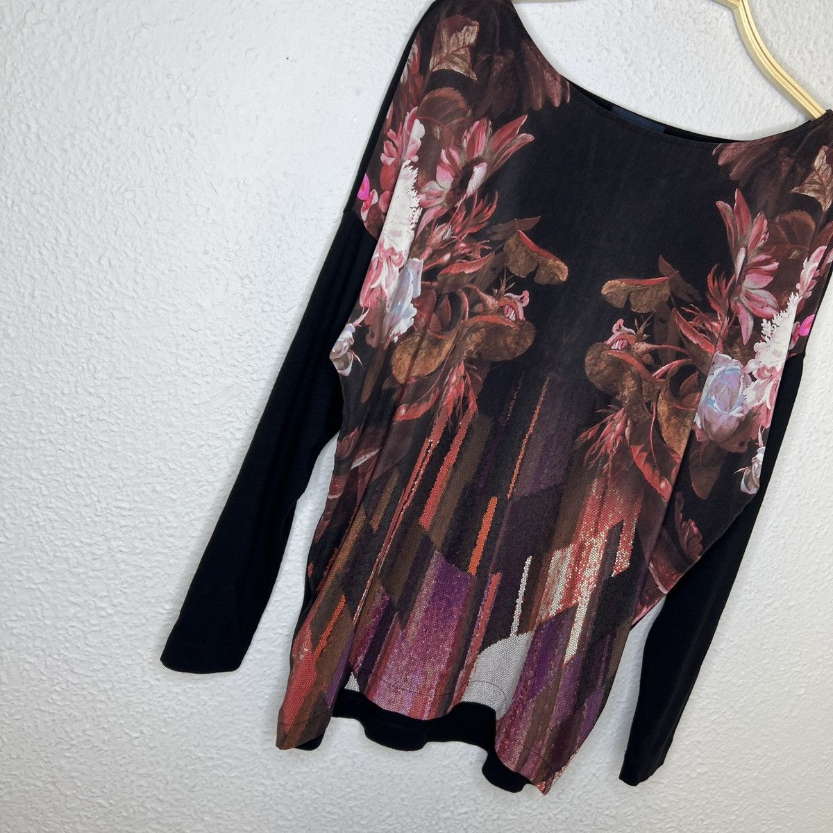 Just Cavalli Roberto Cavalli Blouse Top Floral Print Long Sleeve Mesh Top Size M / US 6-8 / IT 42-44 - 2 Thumbnail