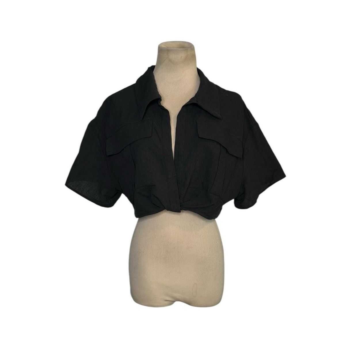 Shein Shein black short sleeves crop blouse size Large Size XS / US 0-2 / IT 36-38 - 13 Thumbnail